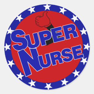 SUPER NURSE THUMBS UP - ENCOURAGEMENT CLASSIC ROUND STICKER