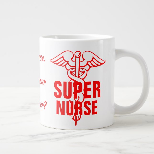 Super Nurse What's your superpower nursing gift Large Coffee Mug (Right)