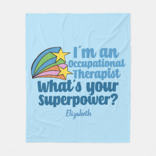 Super Occupational Therapist Cute OT Monogram Fleece Blanket