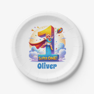 Super 'One' - [Name]'s Heroic Year Paper Plate