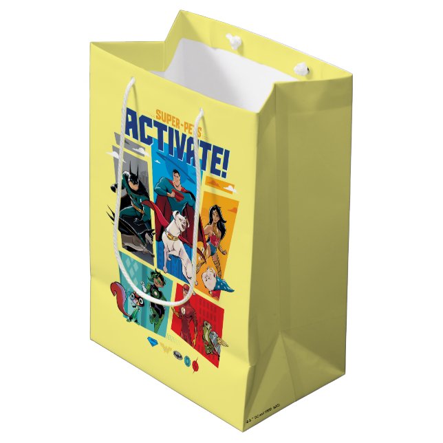 Super-Pets & Justice League - Activate! Medium Gift Bag (Front Angled)