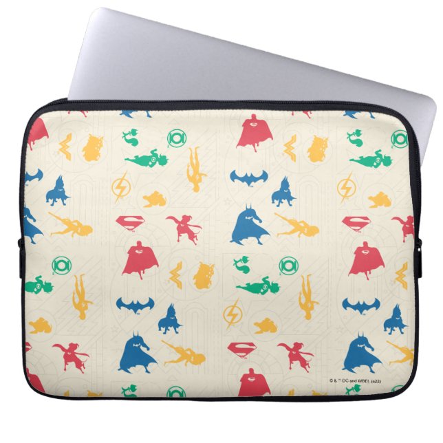 Super-Pets & Justice League Silhouette Pattern Laptop Sleeve (Front)