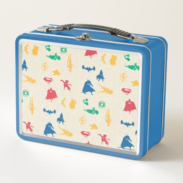 Super-Pets & Justice League Silhouette Pattern Metal Lunch Box (Front)