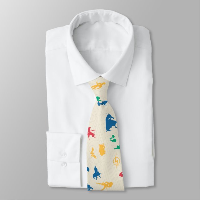 Super-Pets & Justice League Silhouette Pattern Tie (Tied)