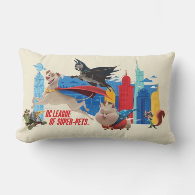 Super-Pets Patrolling Metropolis Lumbar Cushion (Front)