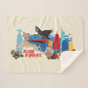 Super-Pets Patrolling Metropolis Sherpa Blanket