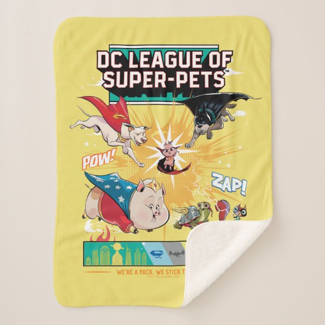 Super-Pets: We're A Pack, We Stick Together! Sherpa Blanket (Front)