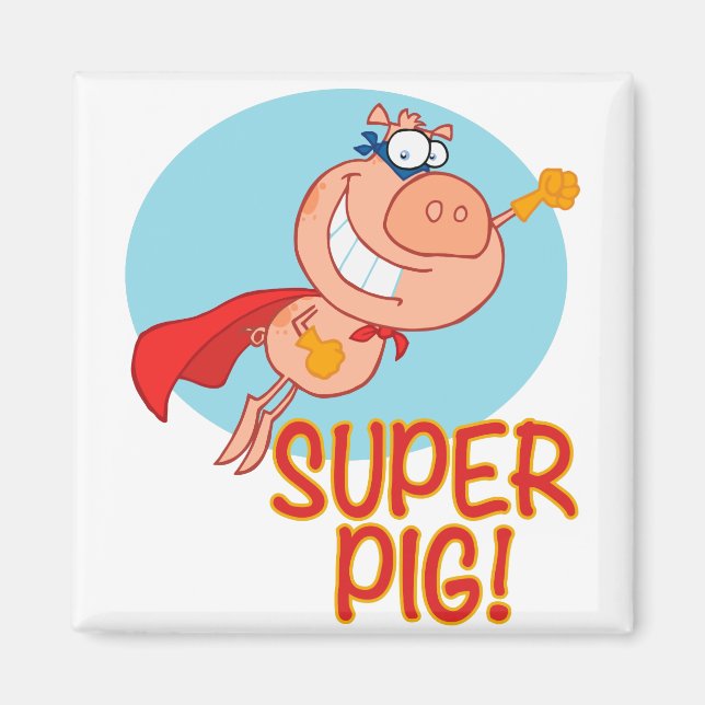 super pig superhero pig flying magnet (Front)
