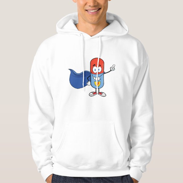 Super Pill Cartoon Hero Character Hoodie (Front)