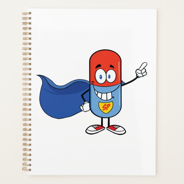 Super Pill Cartoon Hero Character Planner (Front)