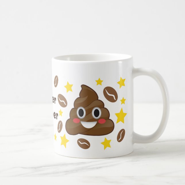 Super Pooper Coffee Bean Emoji Poop Mug (Right)
