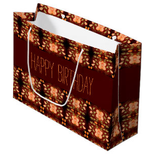 Super Pretty Orange Flowered Birthday Gift Bag