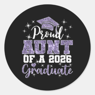 Super Proud Aunt Of 2026 Graduate Senior Graduatio Classic Round Sticker