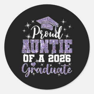 Super Proud Auntie Of 2026 Graduate Senior Graduat Classic Round Sticker