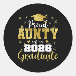 Super Proud Aunty Of 2026 Graduate Senior Graduati Classic Round Sticker