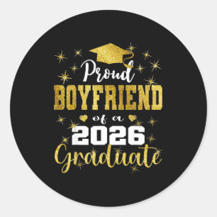 Super proud boyfriend of 2026 graduate graduation classic round sticker