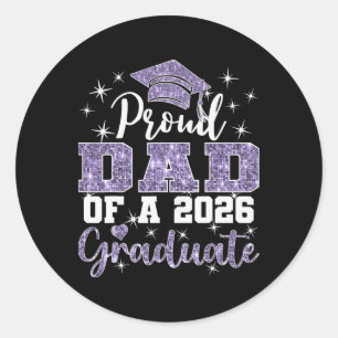 Super Proud Dad Of 2026 Graduate Senior Graduation Classic Round Sticker