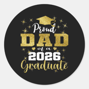 Super Proud Dad Of 2026 Graduate Senior Graduation Classic Round Sticker