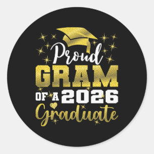 Super Proud Gram Of 2026 Graduate Senior Graduatio Classic Round Sticker