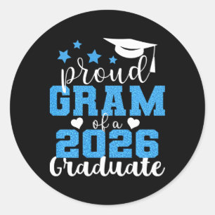 Super Proud Gram Of 2026 Graduate Senior Graduatio Classic Round Sticker