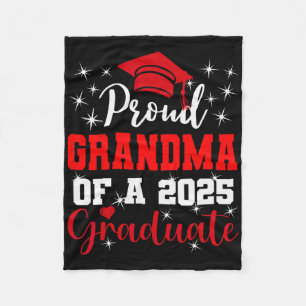 Super Proud Grandma Of 2025 Graduate Graduation Fa Fleece Blanket
