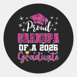 Super Proud Grandpa Of 2026 Graduate Graduation Fa Classic Round Sticker
