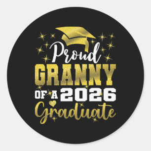 Super Proud Granny Of 2026 Graduate Senior Graduat Classic Round Sticker