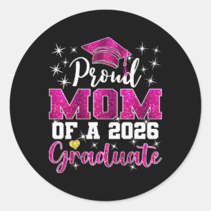Super Proud Mum Of 2026 Graduate Senior Graduation Classic Round Sticker