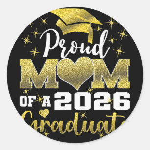 Super Proud Mum Of 2026 Graduate Senior Graduation Classic Round Sticker