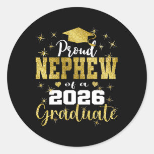 Super Proud Nephew Of 2026 Graduate Senior Graduat Classic Round Sticker