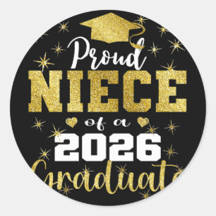 Super Proud Niece Of 2026 Graduate Senior Graduati Classic Round Sticker