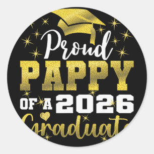 Super Proud Pappy Of 2026 Graduate Senior Graduati Classic Round Sticker