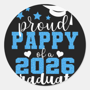 Super Proud Pappy Of 2026 Graduate Senior Graduati Classic Round Sticker