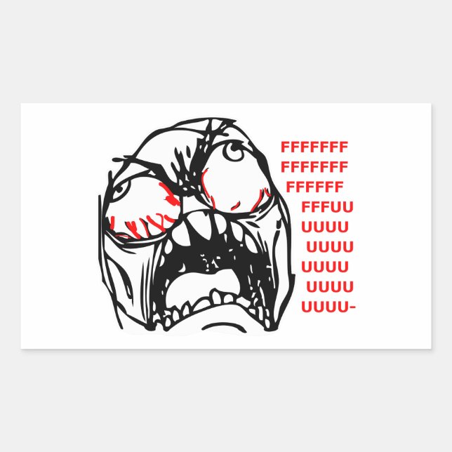 super rage face meme rofl rectangular sticker (Front)