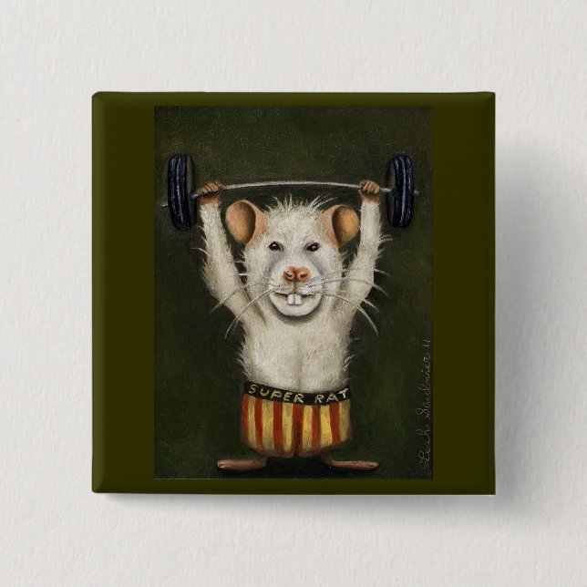 Super Rat 15 Cm Square Badge (Front)