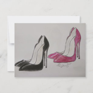 super  red and black high heel shoes postcard