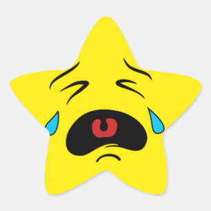 Super Sad Crying Face Emoji Star Sticker