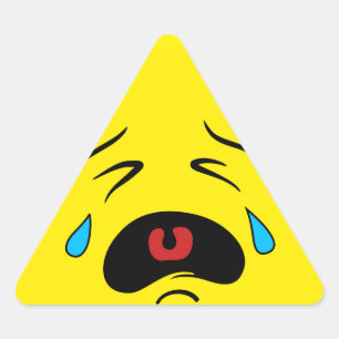 Super Sad Crying Face Emoji Triangle Sticker