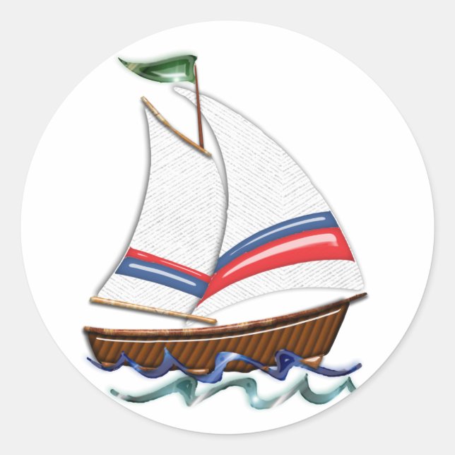 Super Sailboat Classic Round Sticker (Front)