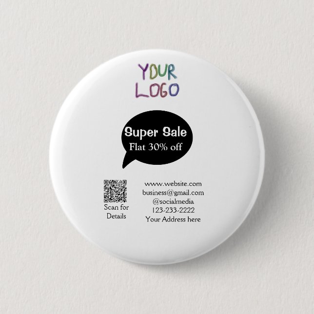 super sale business discount scan QR code details  6 Cm Round Badge (Front)