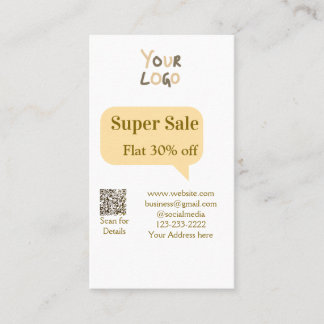 super sale business discount scan QR code details  Business Card