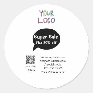 super sale business discount scan QR code details  Classic Round Sticker