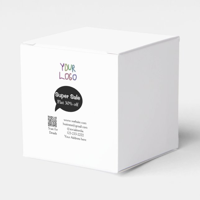 super sale business discount scan QR code details  Favour Box (Front Side)