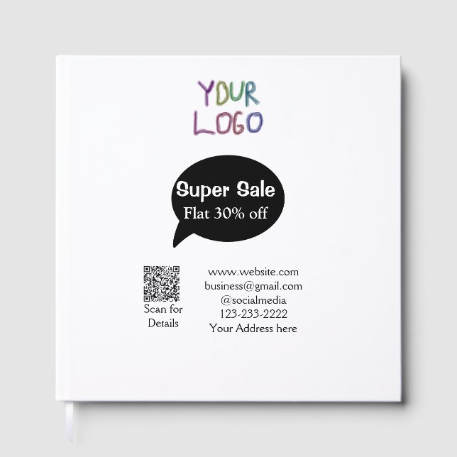 super sale business discount scan QR code details  Guest Book (Front)
