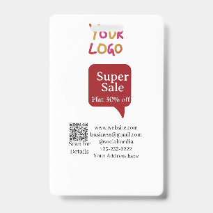 super sale business discount scan QR code details  ID Badge