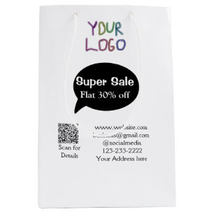 super sale business discount scan QR code details  Medium Gift Bag