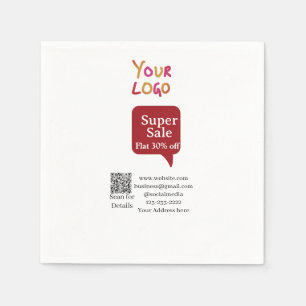 super sale business discount scan QR code details Napkin