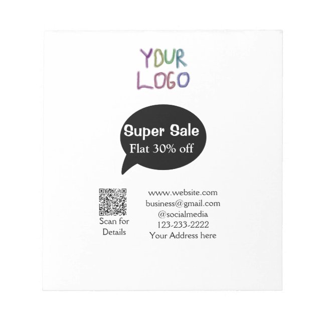 super sale business discount scan QR code details  Notepad (Front)