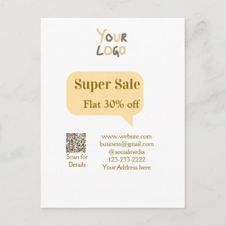 super sale business discount scan QR code details  Postcard