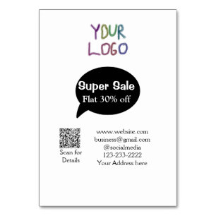 super sale business discount scan QR code details Table Number